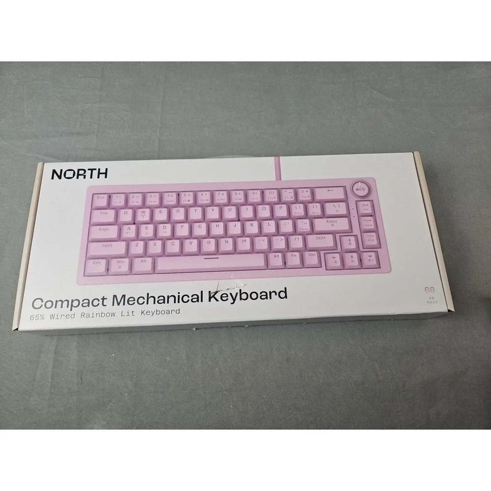 NORTH Compact‎ Mechanical Keyboard 65% Wired Pink LED Rainbow Lighting